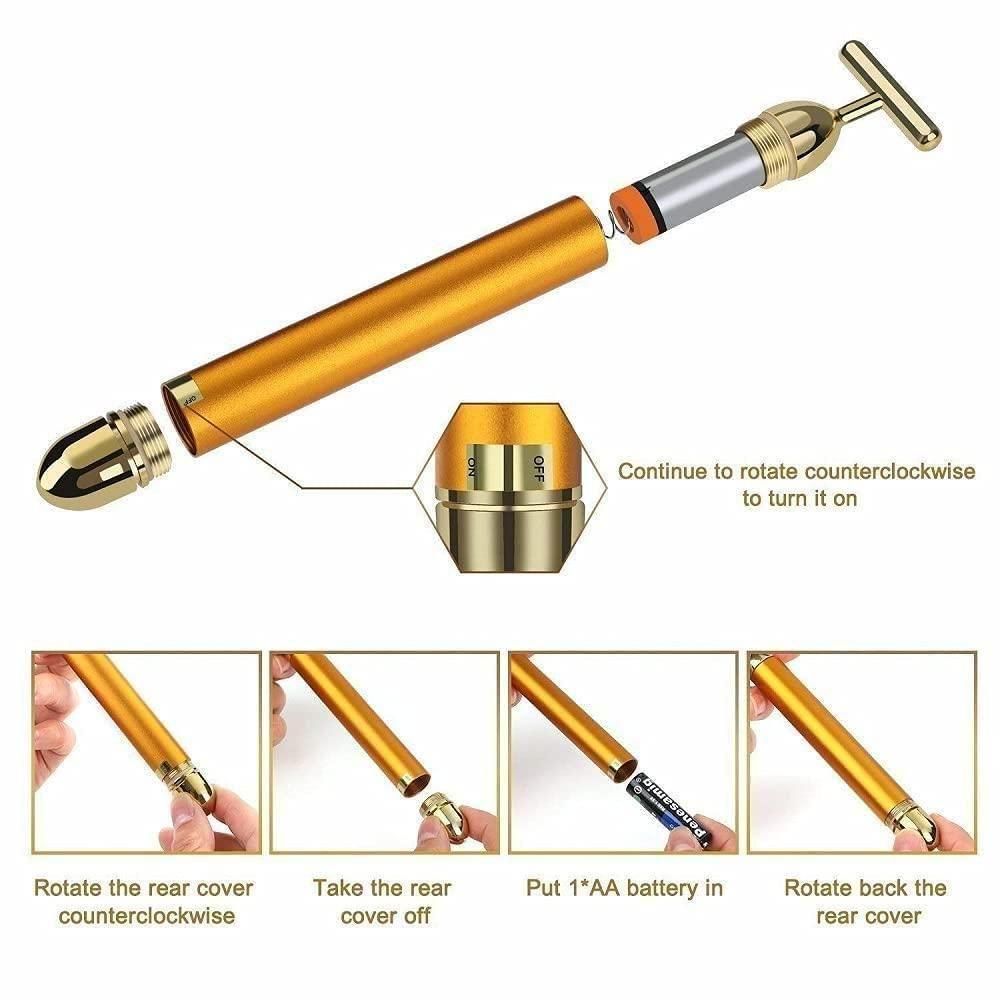 🔥HOT SALE🔥24K Gold Energy Beauty Bar Electric Facial Massage Roller